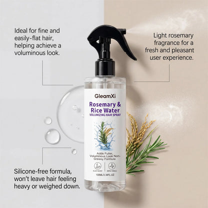 Rosemary Rice Water Hair Spray, Nourishes Roots & Ends, Leaves Hair Silky, Lightweight Texture, Long-Lasting Fresh Fragrance