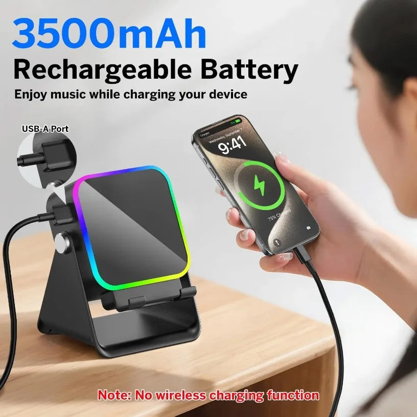 5 in 1 Auto-Induction Wireless Induction Speaker 8 Mode RGB Lights HIFI Sound Portable Bluetooth Phone Holder Christmas Gifts